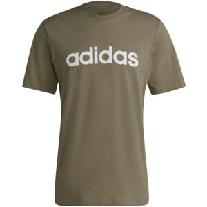 adidas LIN SJ T Pánské tričko, Khaki,Bílá, velikost
