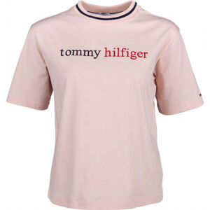 Tommy Hilfiger CN TEE SS LOGO světle růžová M - Dámské tričko